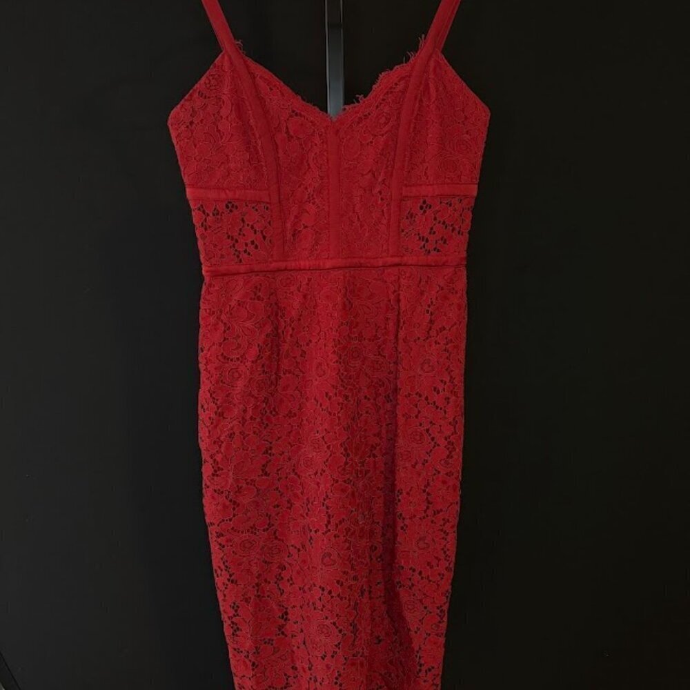 Express Red Lace Midi Dress